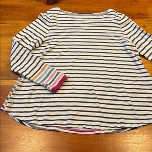 JOULES 10 Harbor Stripe Swing Top Colorful Knit Cotton Top Long Sleeve